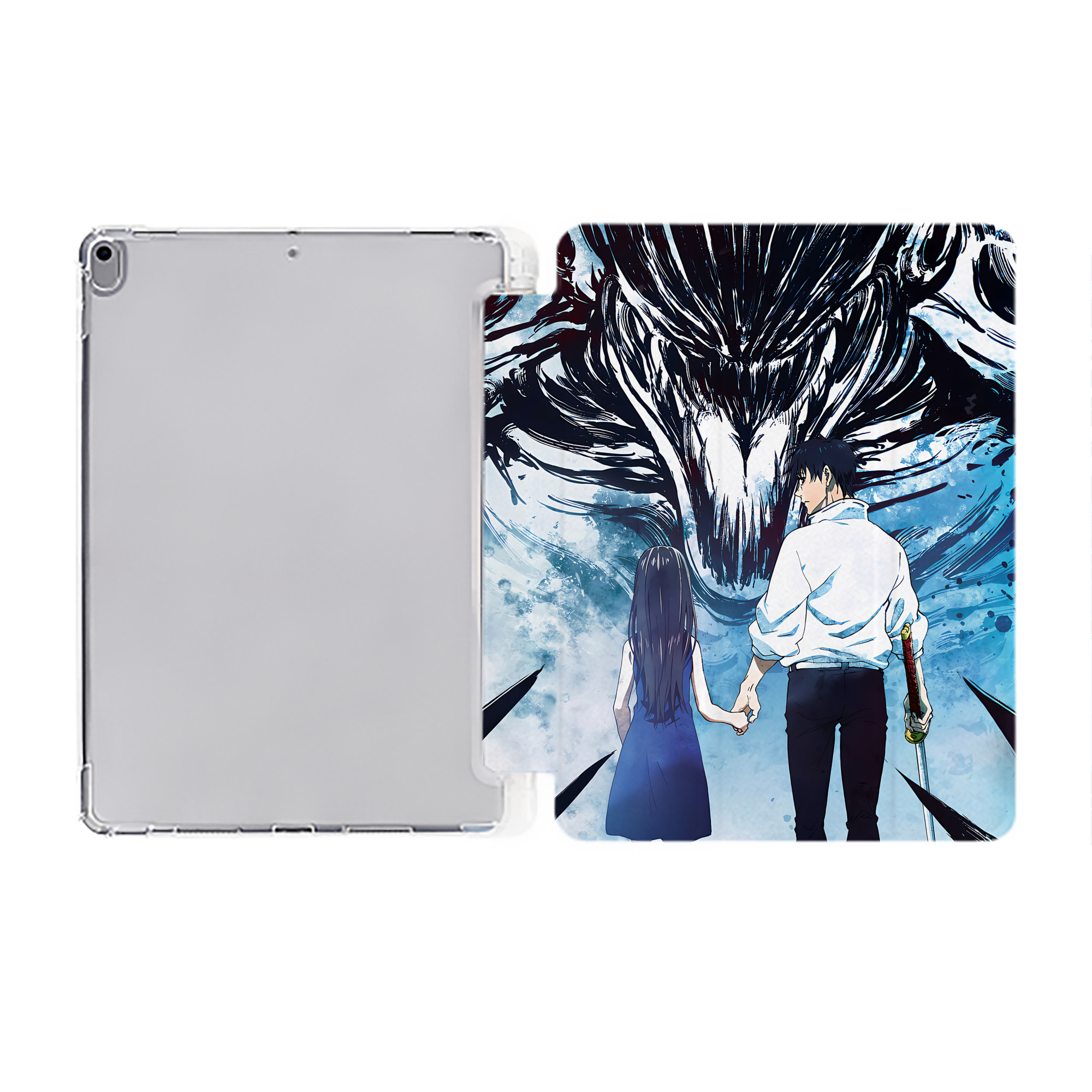 （画像用） 呪術廻戦 Jujutsu Kaisen IPad ケース ペン収納付き 三つ折りスタンド PUレザー×シリコン 対応機種9.5/10.5/10.9インチ